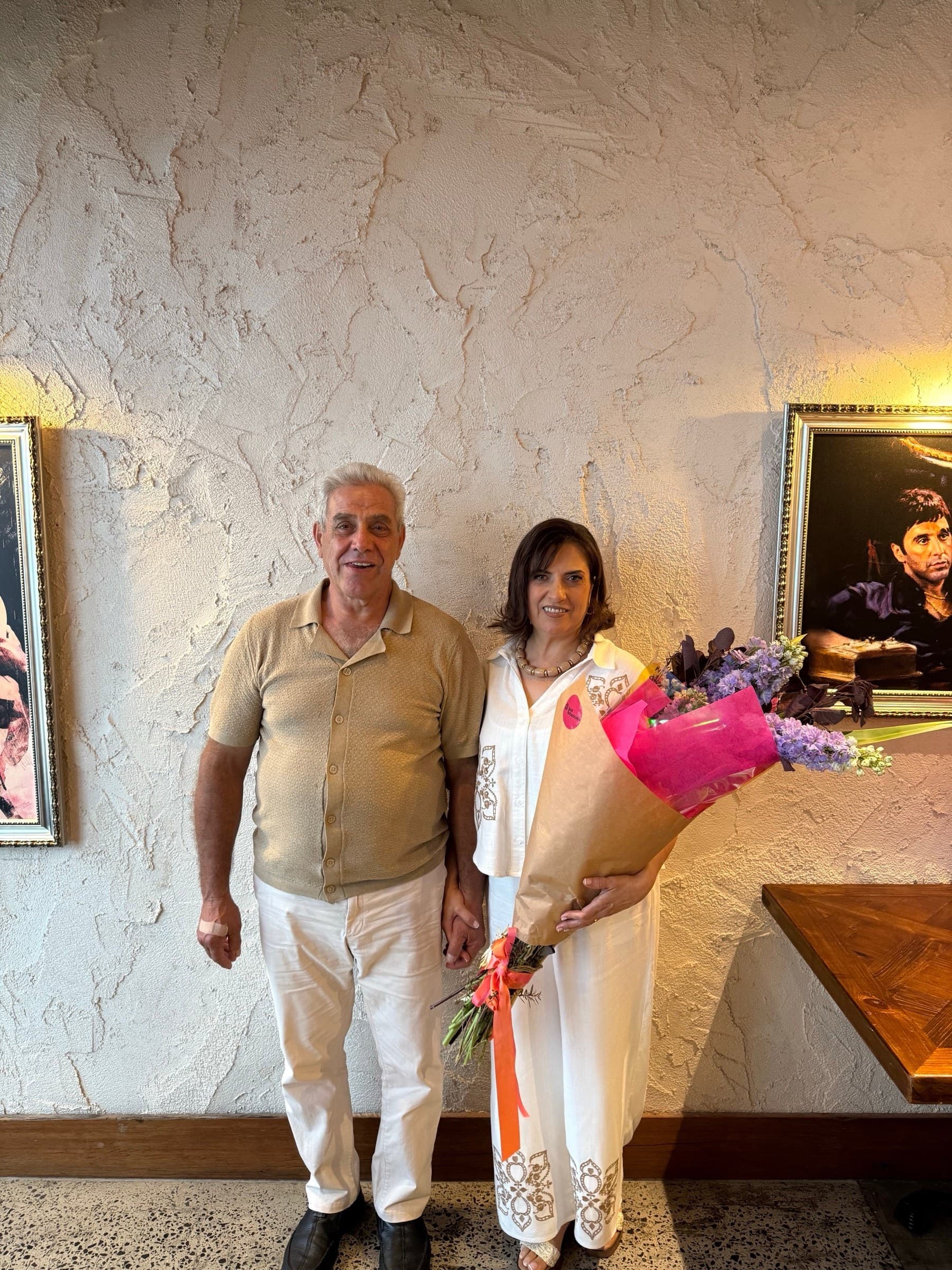 Louise and Gaby with flowers